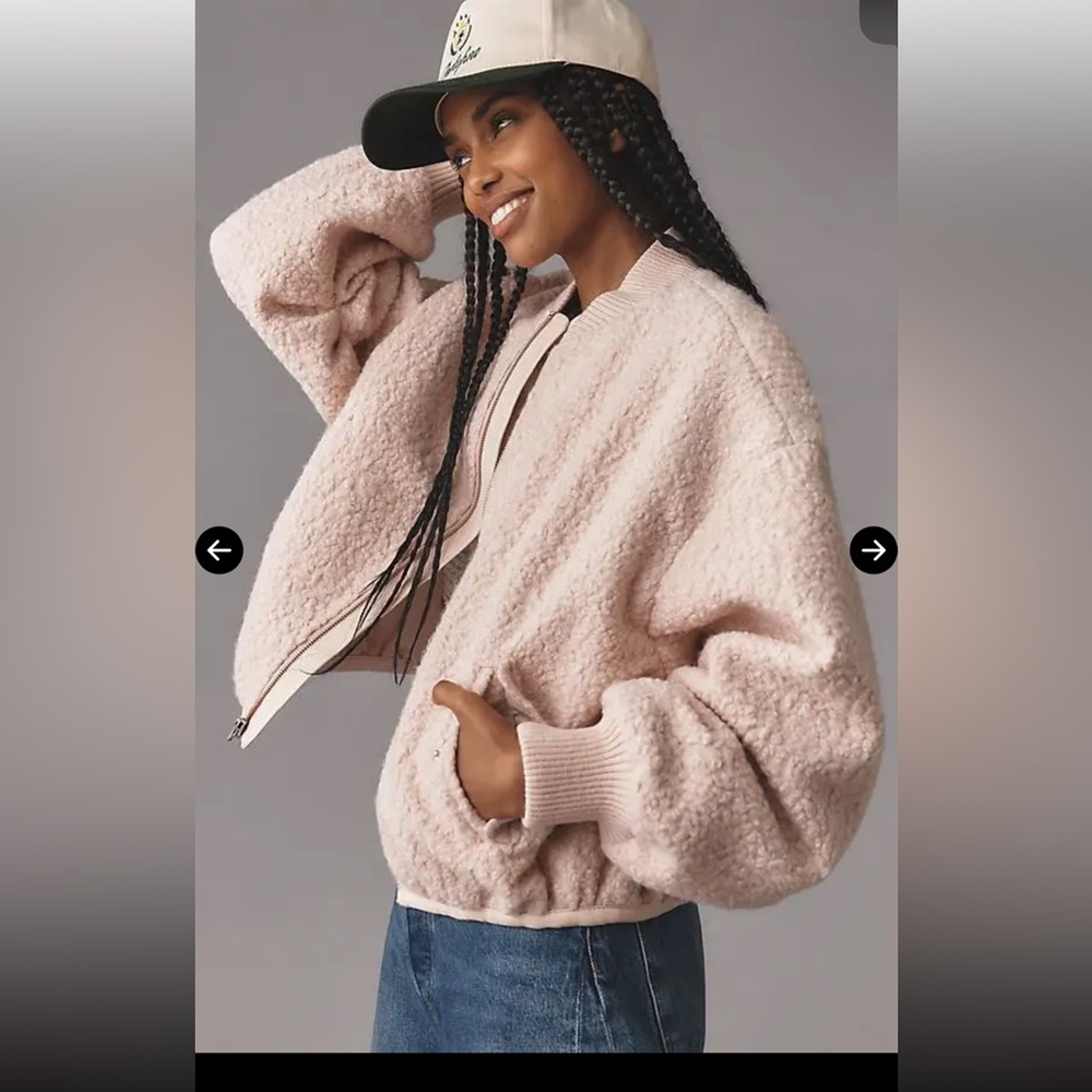 Anthropologie Blush Teddy Sherpa Bomber Jacket

Size L